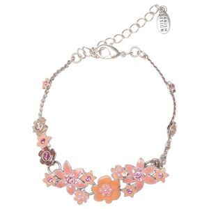 Pilgrim Silvertone Multicolor Enamel Flower Bracelet
